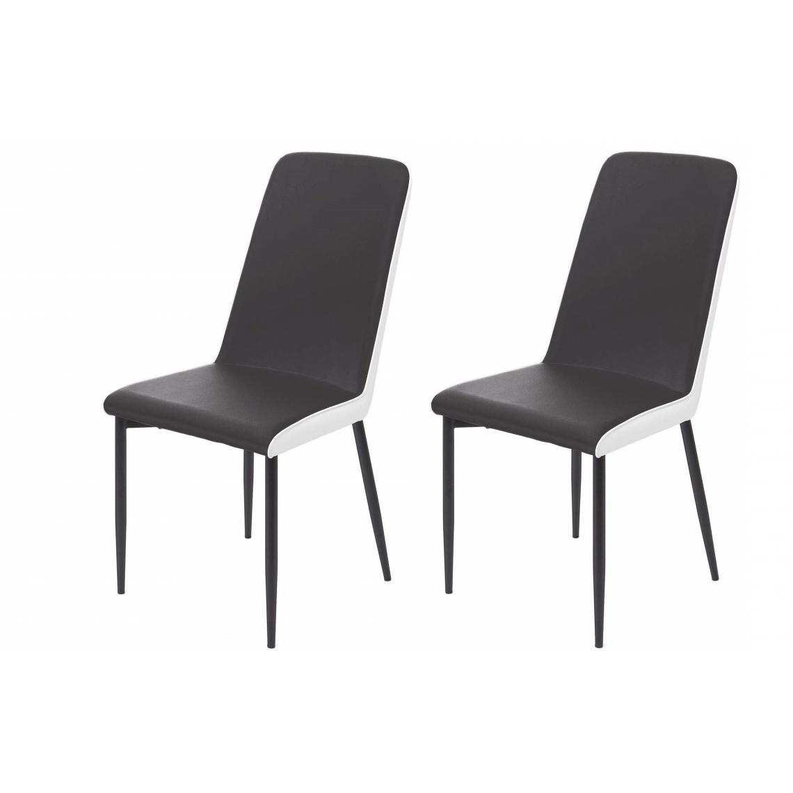 Decoshop26 - Set de 2 chaises de salle à manger cuisine en simili-cuir noir pieds métal CDS04429 - Chaises