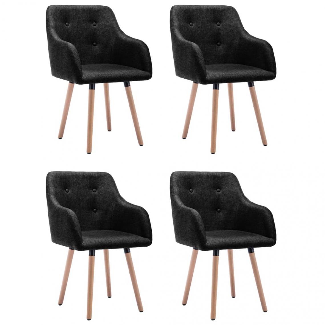 Decoshop26 - Lot de 4 chaises de salle à manger cuisine design moderne tissu noir CDS021849 - Chaises
