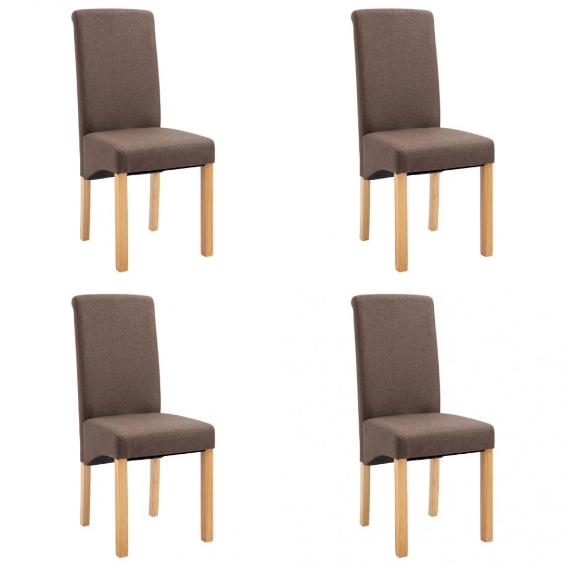 Decoshop26 - Lot de 4 chaises de salle à manger cuisine tissu marron CDS021740 - Chaises