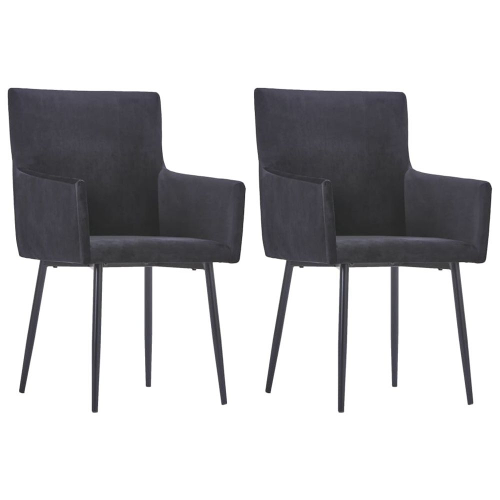 marque generique - Distingué Fauteuils et chaises serie Tripoli Chaises de salle à manger avec accoudoirs 2 pcs Noir Velours - Chaises