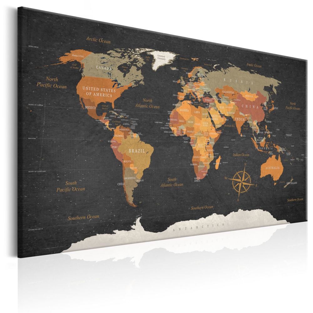 Bimago - Tableau - World Map: Secrets of the Earth - Décoration, image, art | Cartes du monde | - Tableaux, peintures