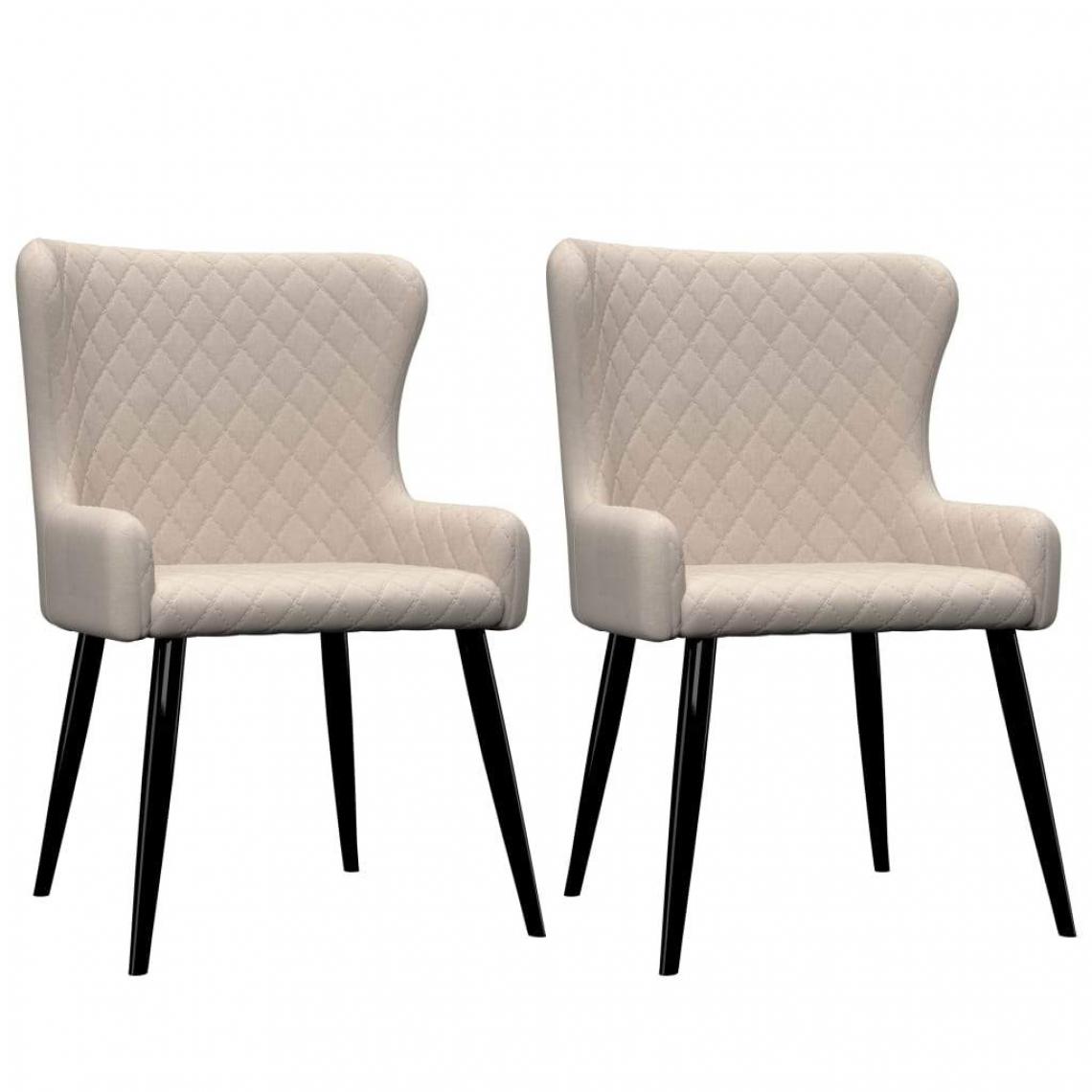 Decoshop26 - Lot de 2 chaises de salle à manger cuisine moderne et confortable en tissu crème CDS020441 - Chaises