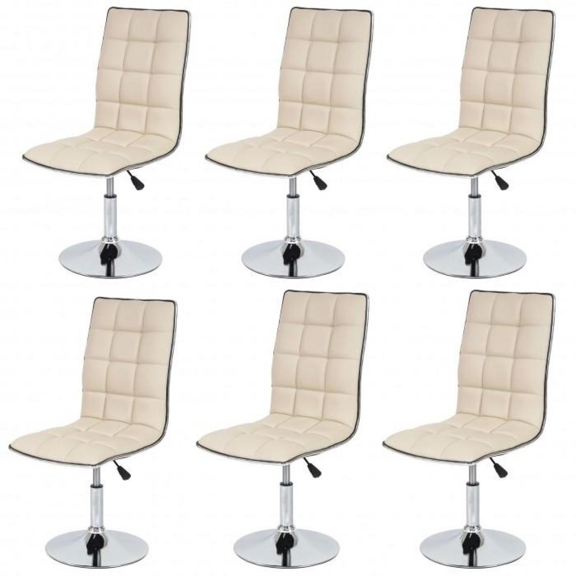 Decoshop26 - Lot de 6 chaises de salle à manger hauteur réglable en similicuir crème CDS04275 - Chaises