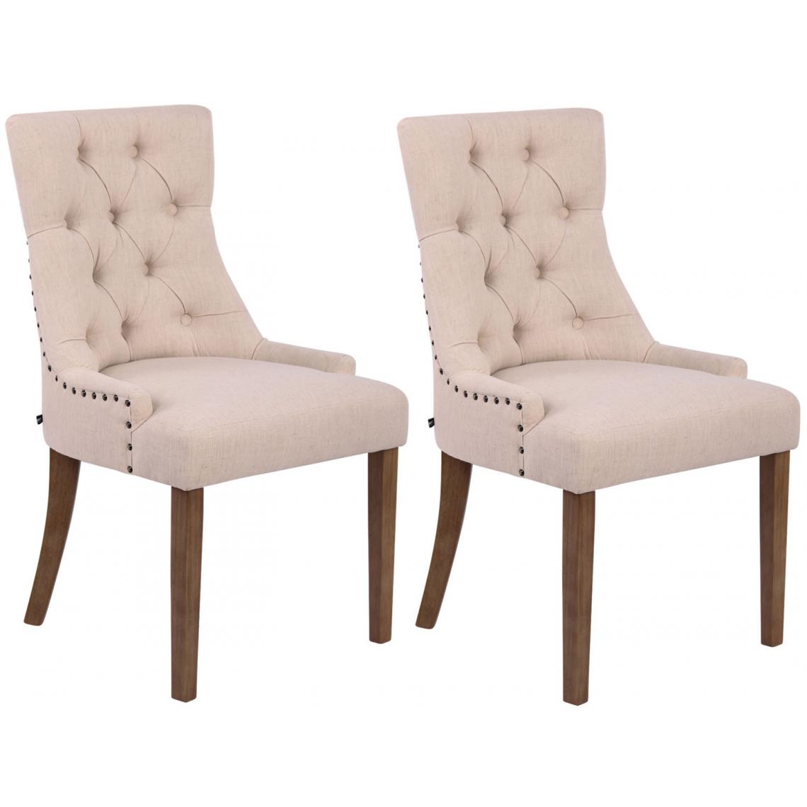 Icaverne - Joli Lot de 2 chaises de salle à manger tissu Athènes antique-clair couleur crème - Chaises