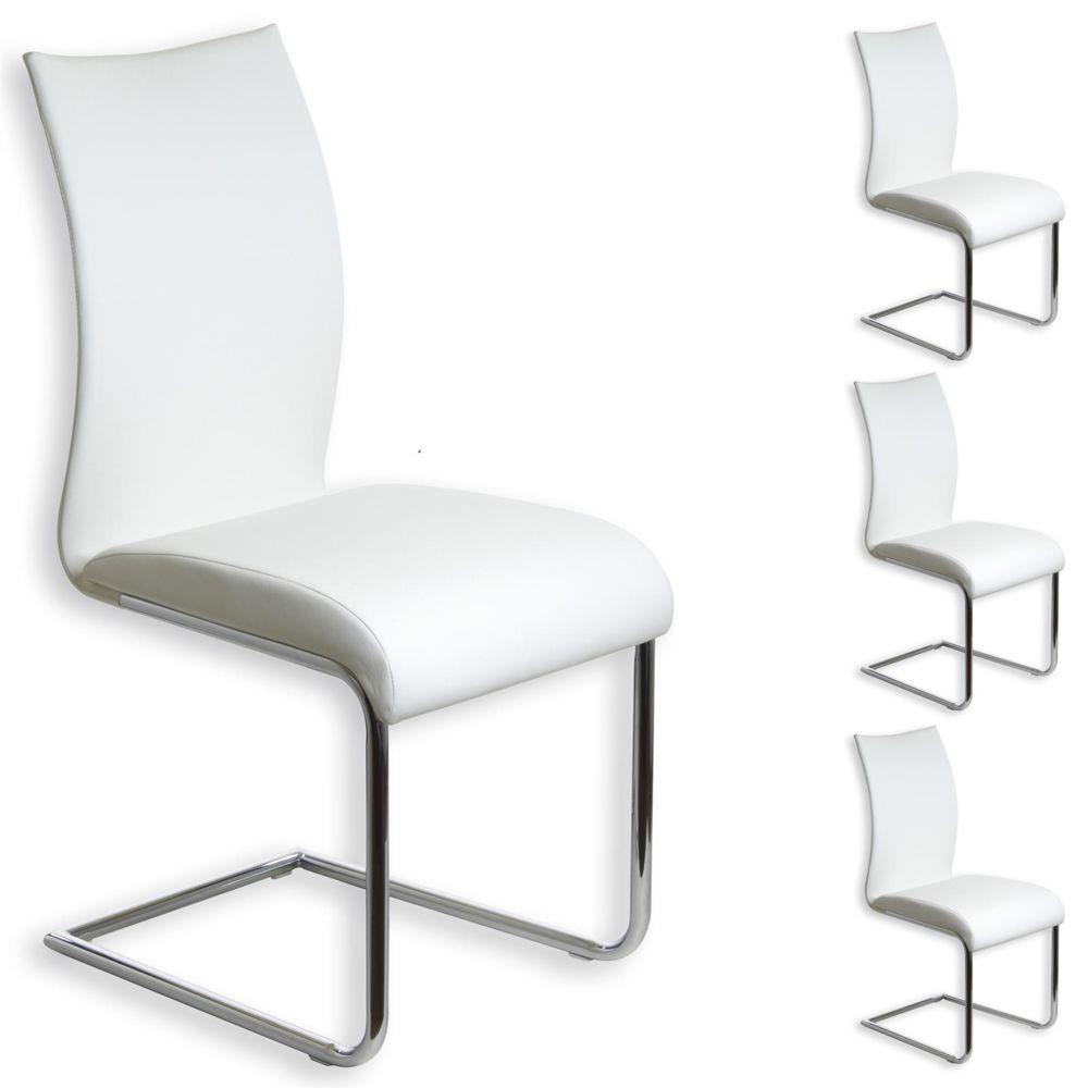 Idimex - Lot de 4 chaises ALADINO, en synthétique blanc - Chaises