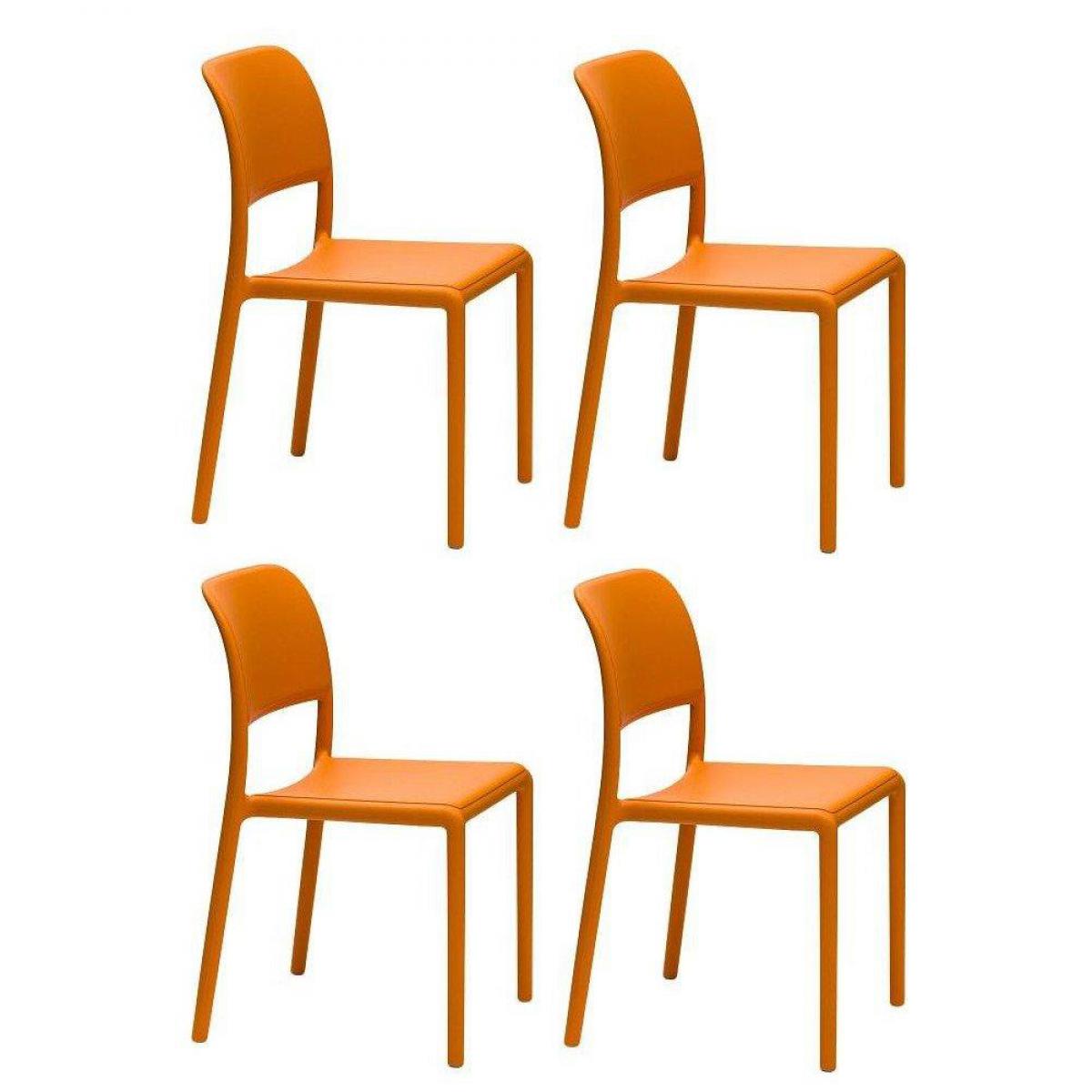 Inside 75 - Lot de 4 chaises RIVER empilables design coloris orange. - Chaises