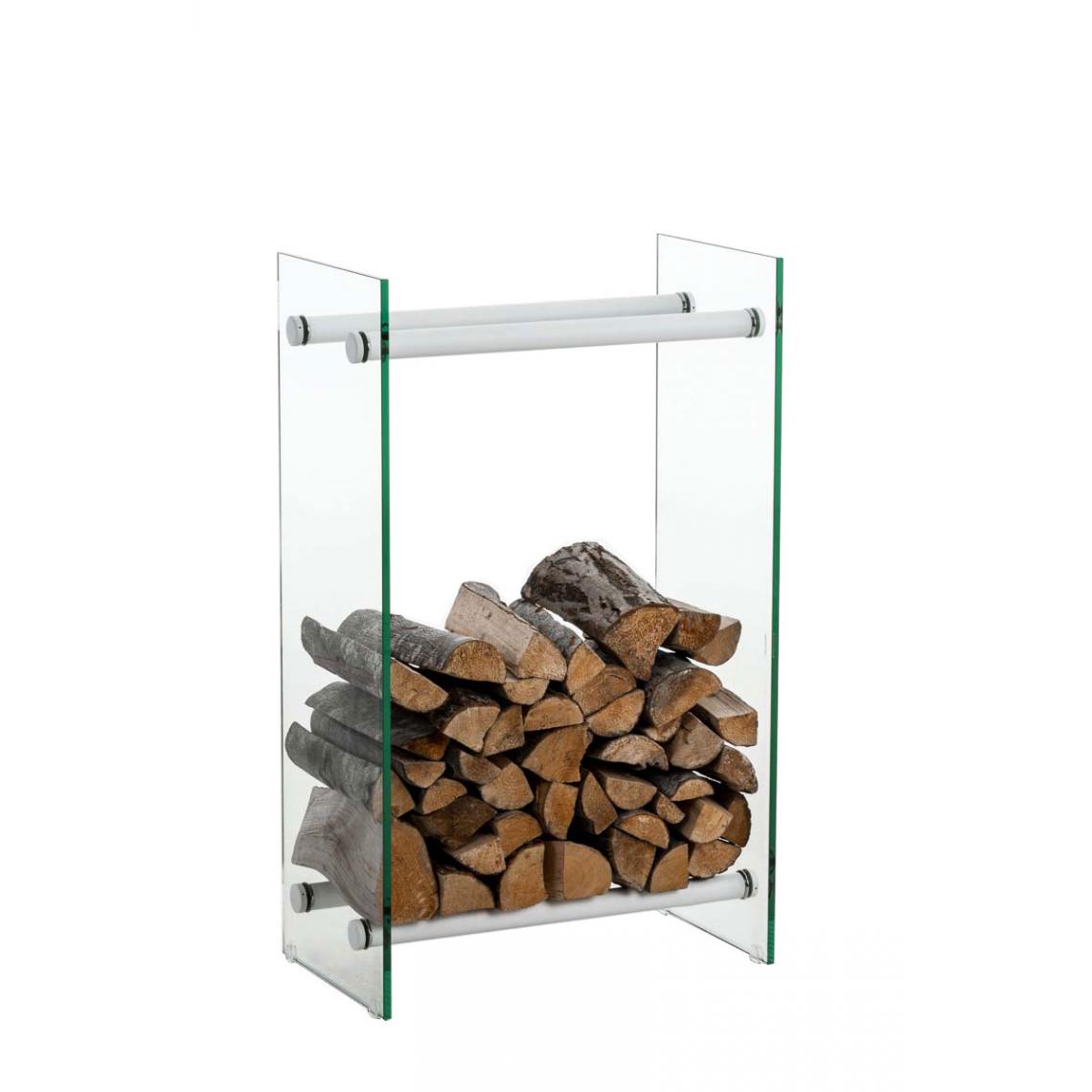 Icaverne - Superbe Support bois de chauffage collection Brazzaville verre clair 35x80x100 cm couleur blanc - Chaises