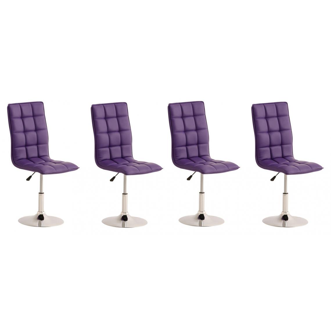Decoshop26 - Lot de 4 chaises de salle à manger hauteur réglable en simili-cuir violet CDS10129 - Chaises