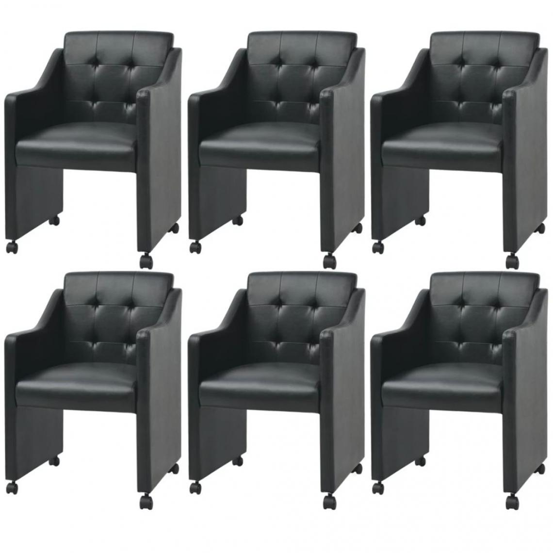 Decoshop26 - Lot de 6 chaises de salle à manger cuisine design intemporel similicuir noir CDS022690 - Chaises