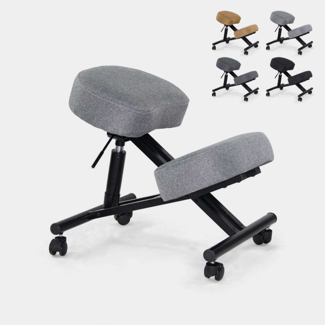 Bodyline - Healt And Massage - Chaise orthopédique suédoise ergonomique en tissu et en métal Balance Lux, Couleur: Gris - Chaises