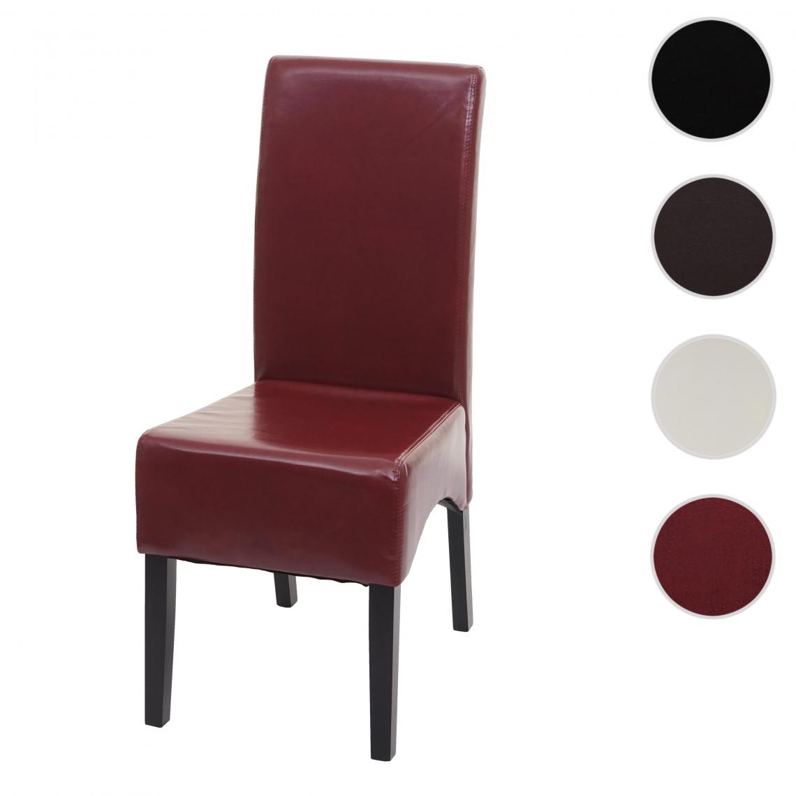 Mendler - Chaise de salle à manger Latina, chaise de cuisine, cuir ~ rouge, pieds foncés - Chaises