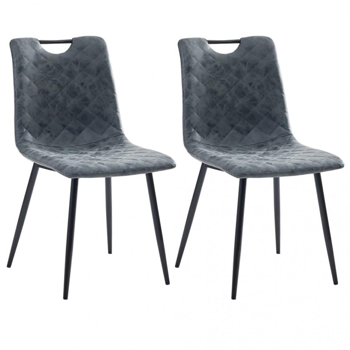 Decoshop26 - Lot de 2 chaises de salle à manger cuisine design moderne similicuir noir CDS020837 - Chaises