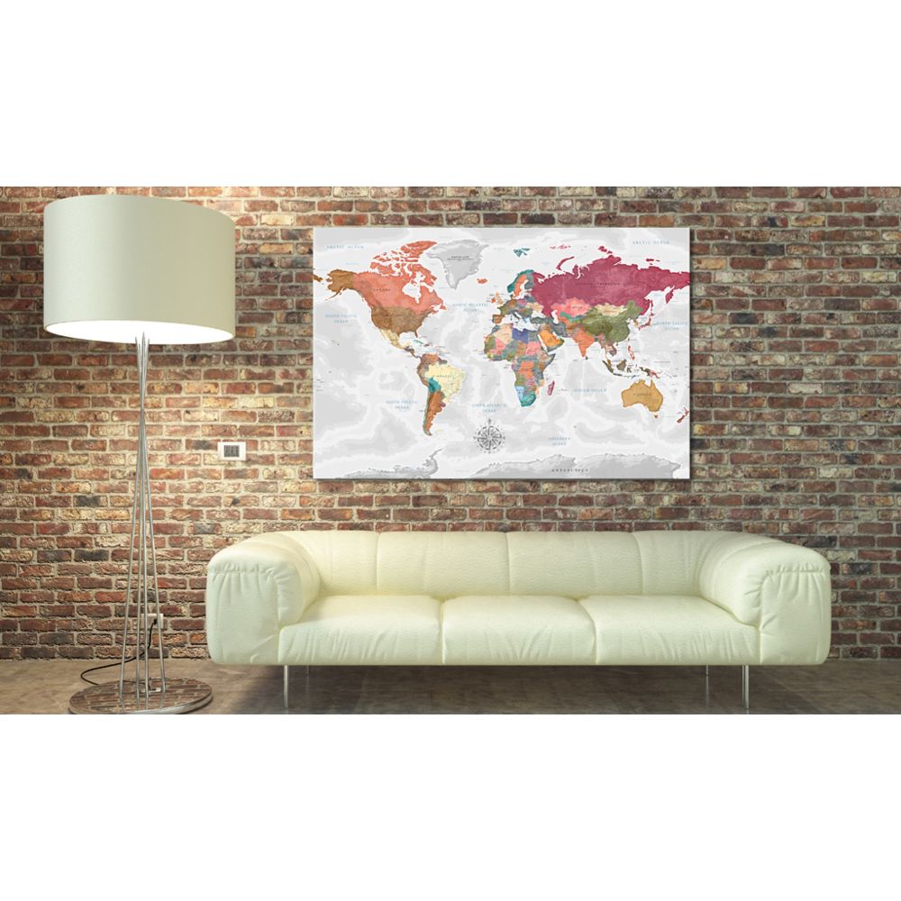 marque generique - 120x80 Tableau en liège Stylé Travel Around the World [Cork Map] - Tableaux, peintures