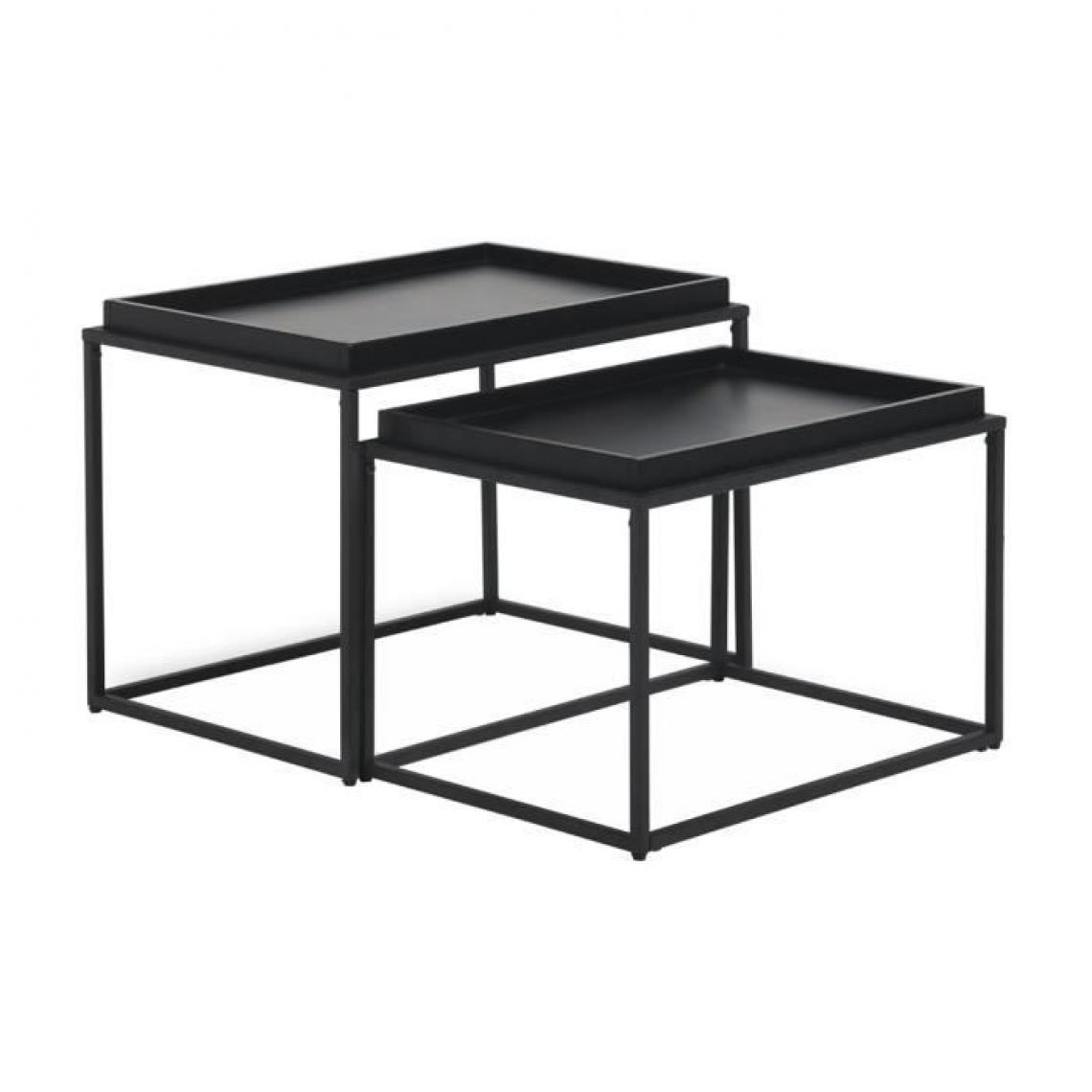 Cstore - KENTIA - tables gigognes laqué et pieds en métal noir l 60xp 40xh 45 cm et l 55xp 38xh 38 cm - Tables à manger