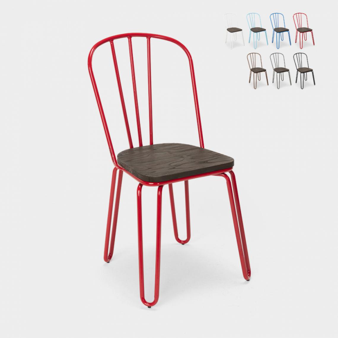 Ahd Amazing Home Design - Chaises industrielles en acier Tolix pour bar et cuisine design Ferrum, Couleur: Rouge - Chaises