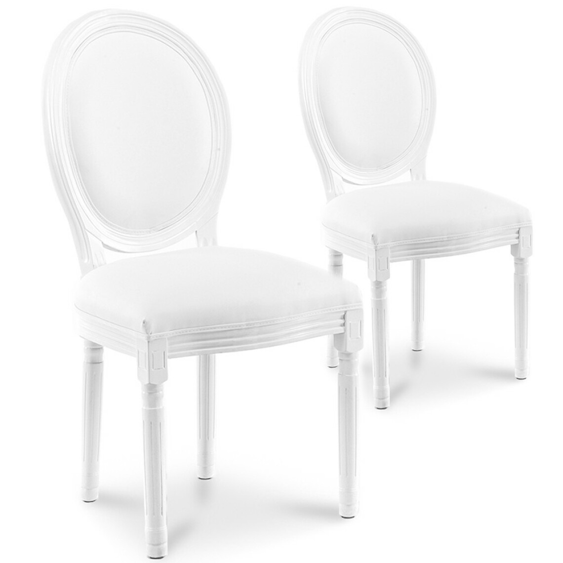 marque generique - Lot de 2 chaises médaillon Louis XVI simili Blanc - Chaises