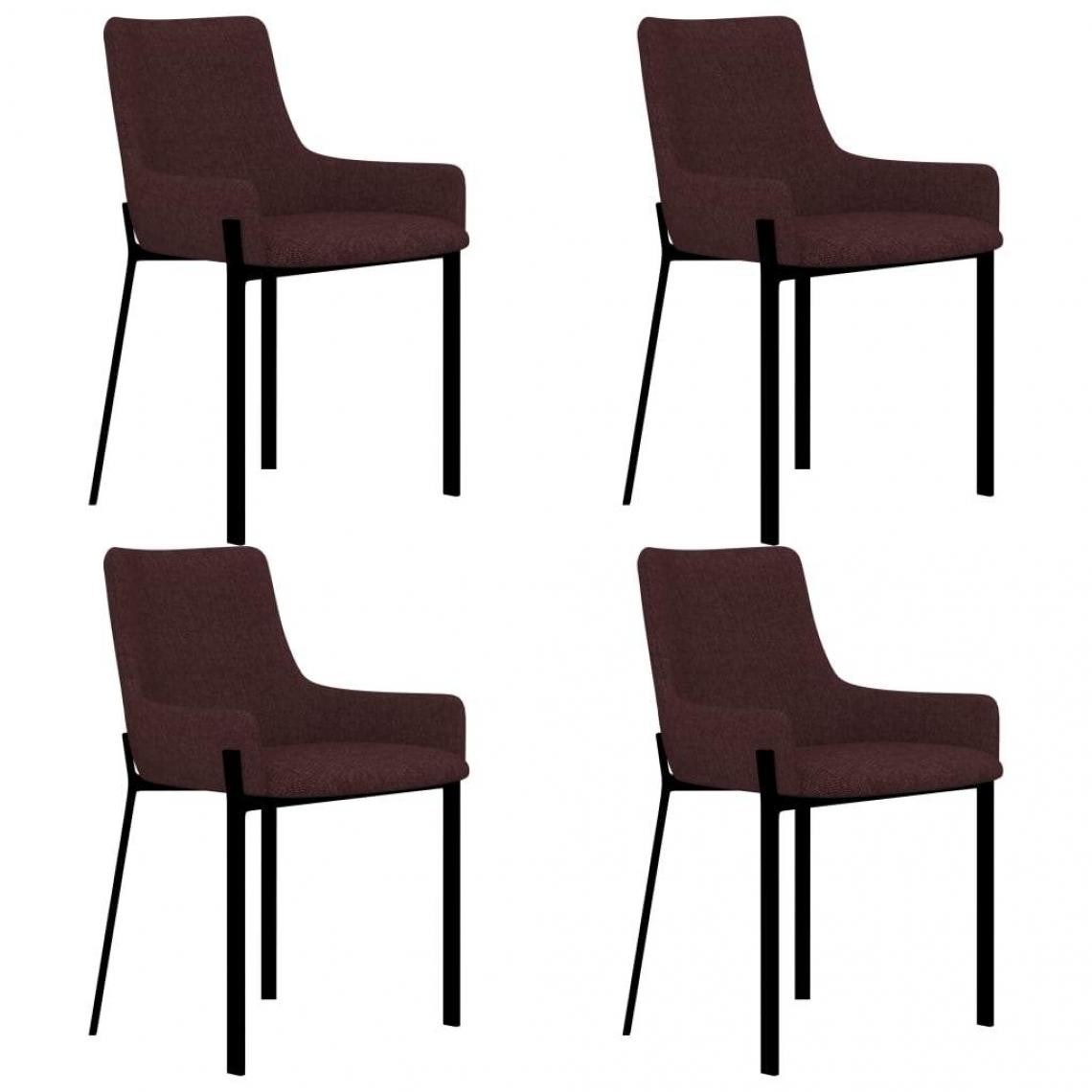 Decoshop26 - Lot de 4 chaises de salle à manger cuisine design moderne tissu bordeaux CDS021341 - Chaises
