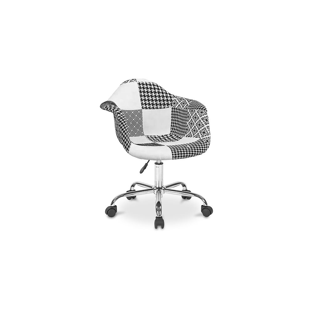 Privatefloor - Chaise de bureau Darwick blanche et noire - Patchwork - Chaises