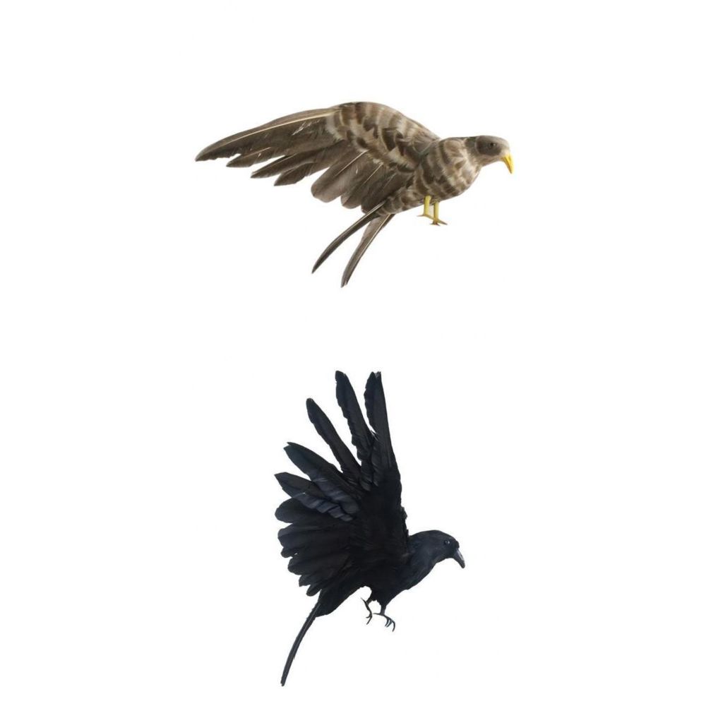 marque generique - ensemble 2 oiseaux artificiels réalistes corbeau pour la décoration de la maison arbre jardin - Objets déco