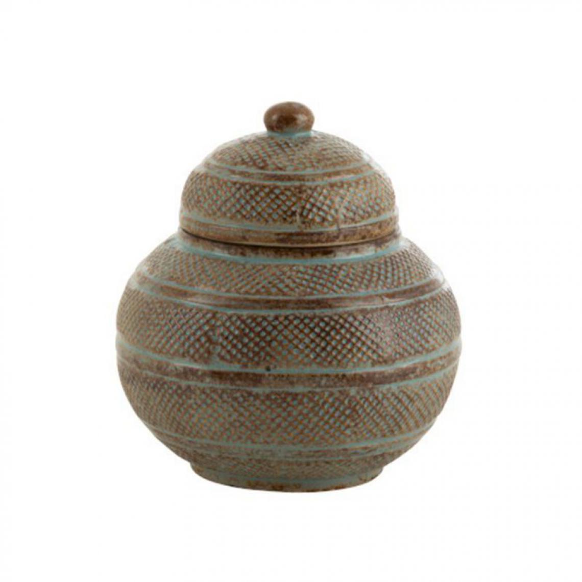 Paris Prix - Pot & Couvercle en Céramique Maroc 21cm Marron - Pots, cache-pots
