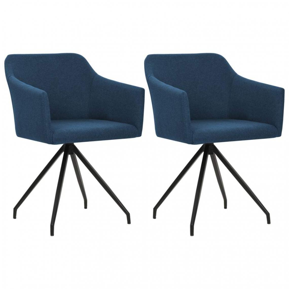 Decoshop26 - Lot de 2 chaises de salle à manger cuisine design moderne tissu bleu CDS020223 - Chaises