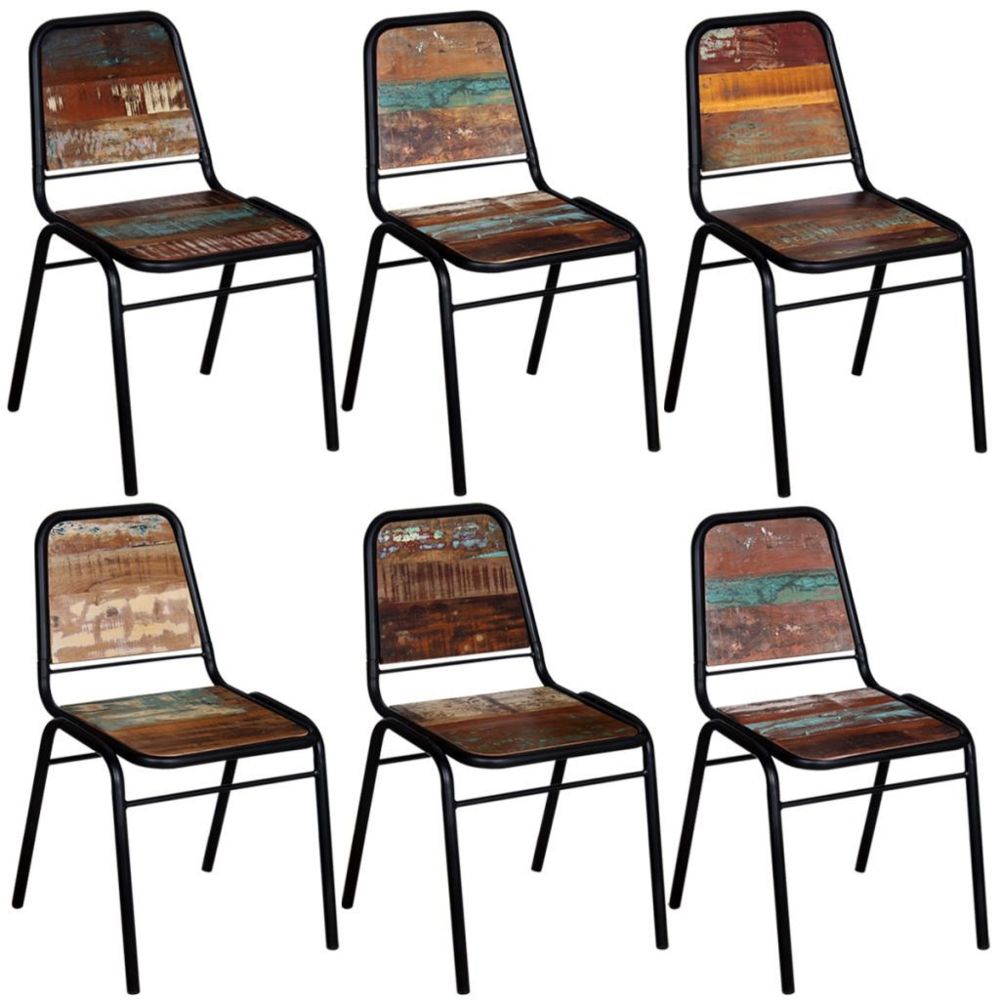 marque generique - Contemporain Fauteuils collection Tarawa-Sud 6 chaises de salle à manger Bois recyclé 44 x 59 x 89 cm - Chaises
