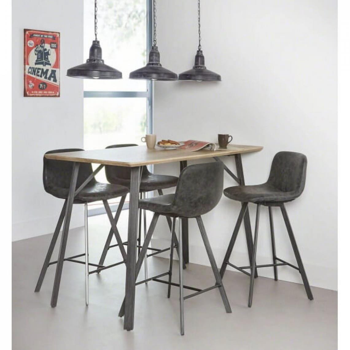 Mathi Design - KITCHEN - Table haute de repas aspect bois - Tables à manger