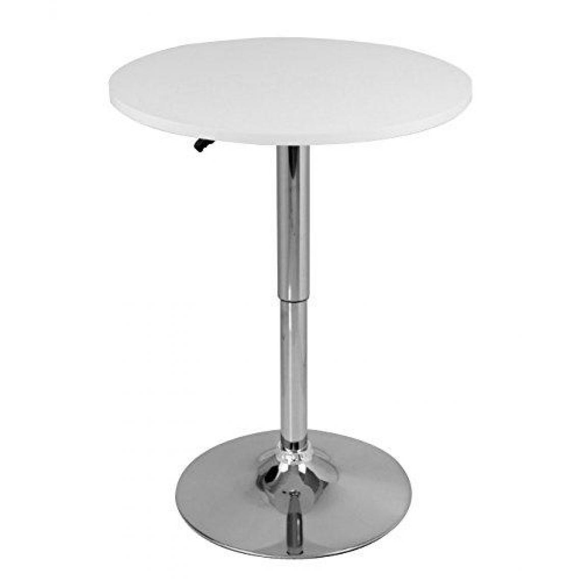 Helloshop26 - Table haute en MDF et acier chromé réglable en hauteur blanc 19_0000375 - Tables à manger