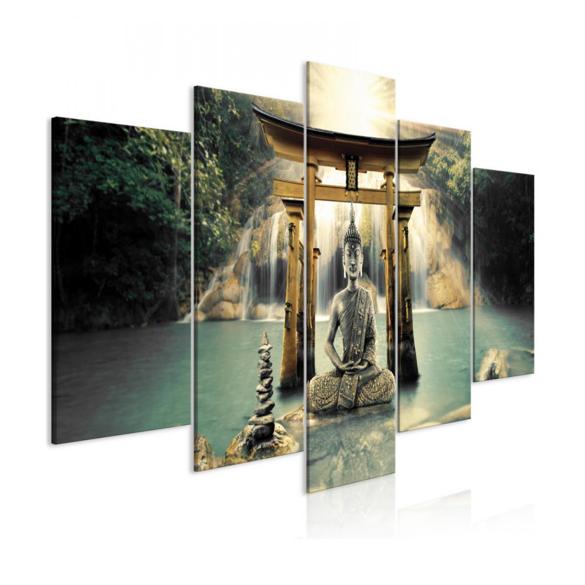 Artgeist - Tableau - Buddha Smile (5 Parts) Wide 200x100 - Tableaux, peintures