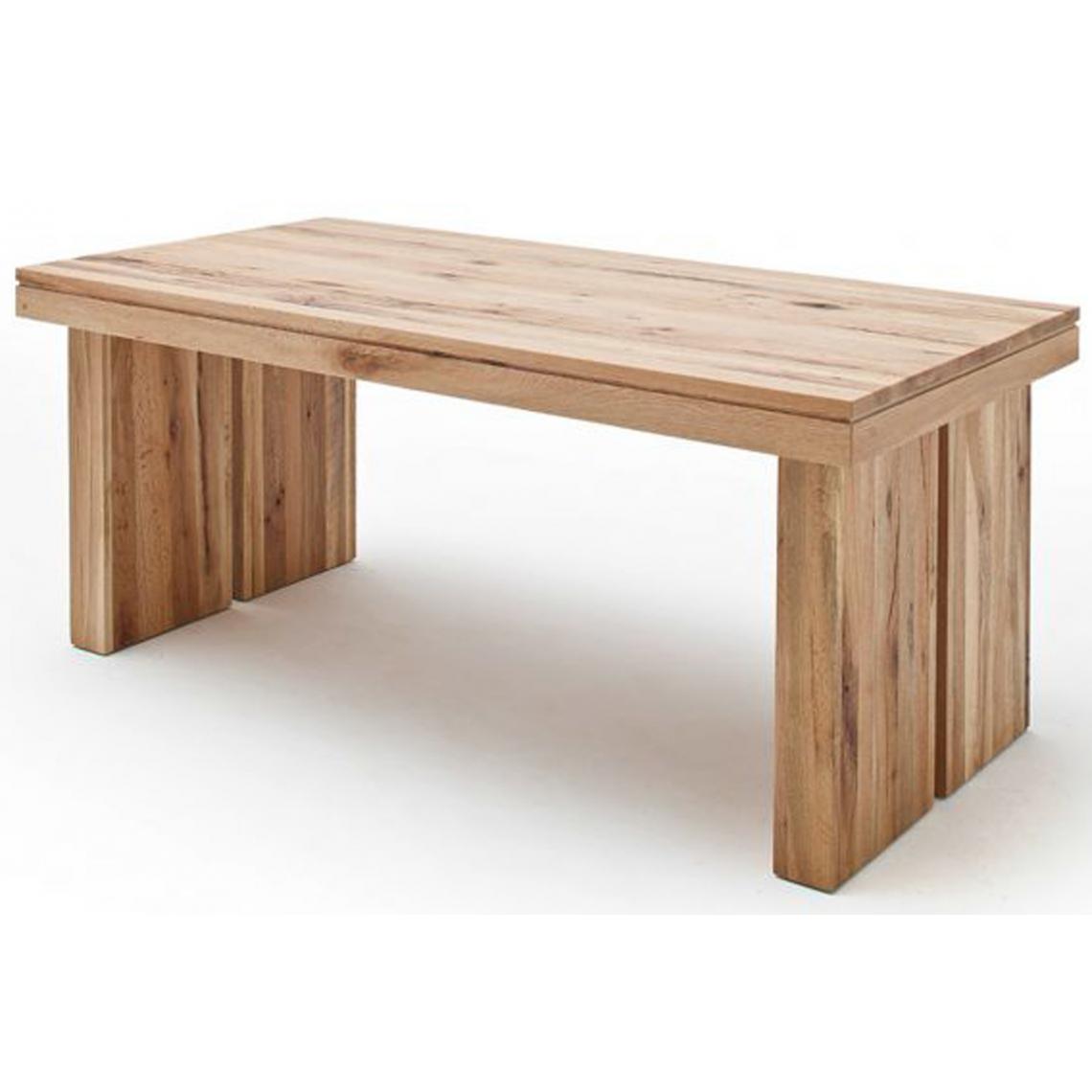 Pegane - Table à manger rectangulaire en chêne sauvage laqué mat massif - L.220 x H.76 x P.100 cm - Tables à manger