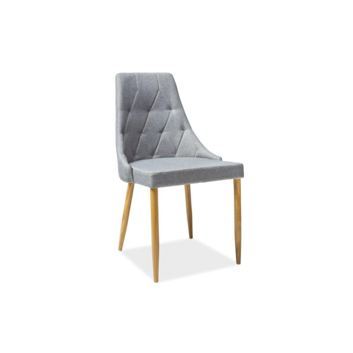 Hucoco - TRIO | Chaise moderne de style scandinave | Dimensions: 90x50x46 cm | Rembourrée en tissu | Structure en métal rembourrée - Gris - Chaises