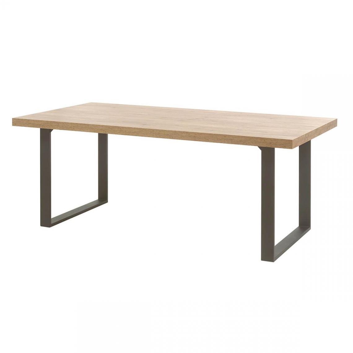 Altobuy - JENNA - Table 230cm Aspect Bois Piètement U Métal Poudré Noir - Tables à manger