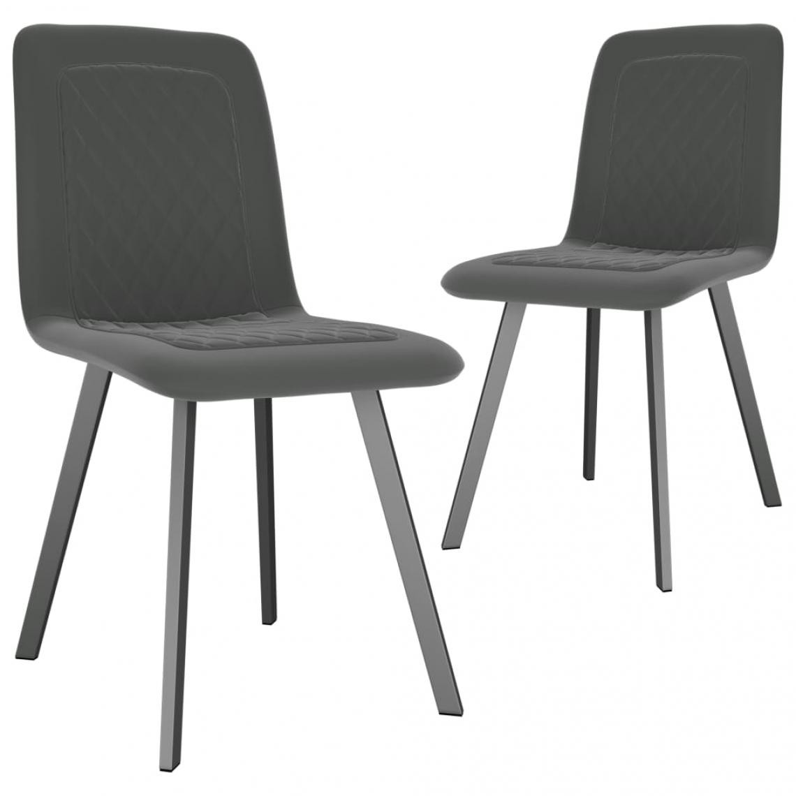 Decoshop26 - Lot de 2 chaises de salle à manger cuisine design moderne velours gris CDS020613 - Chaises