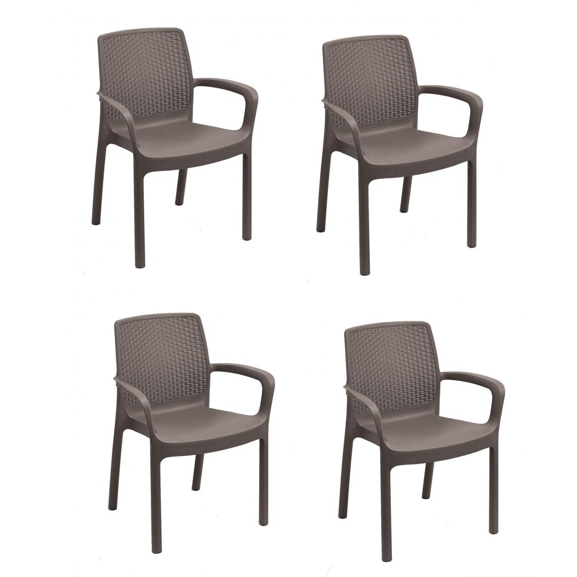 Alter - Ensemble de 4 chaises empilables effet rotin, Made in Italy, couleur marron, Dimensions 54 x 82 x 60,5 cm - Chaises