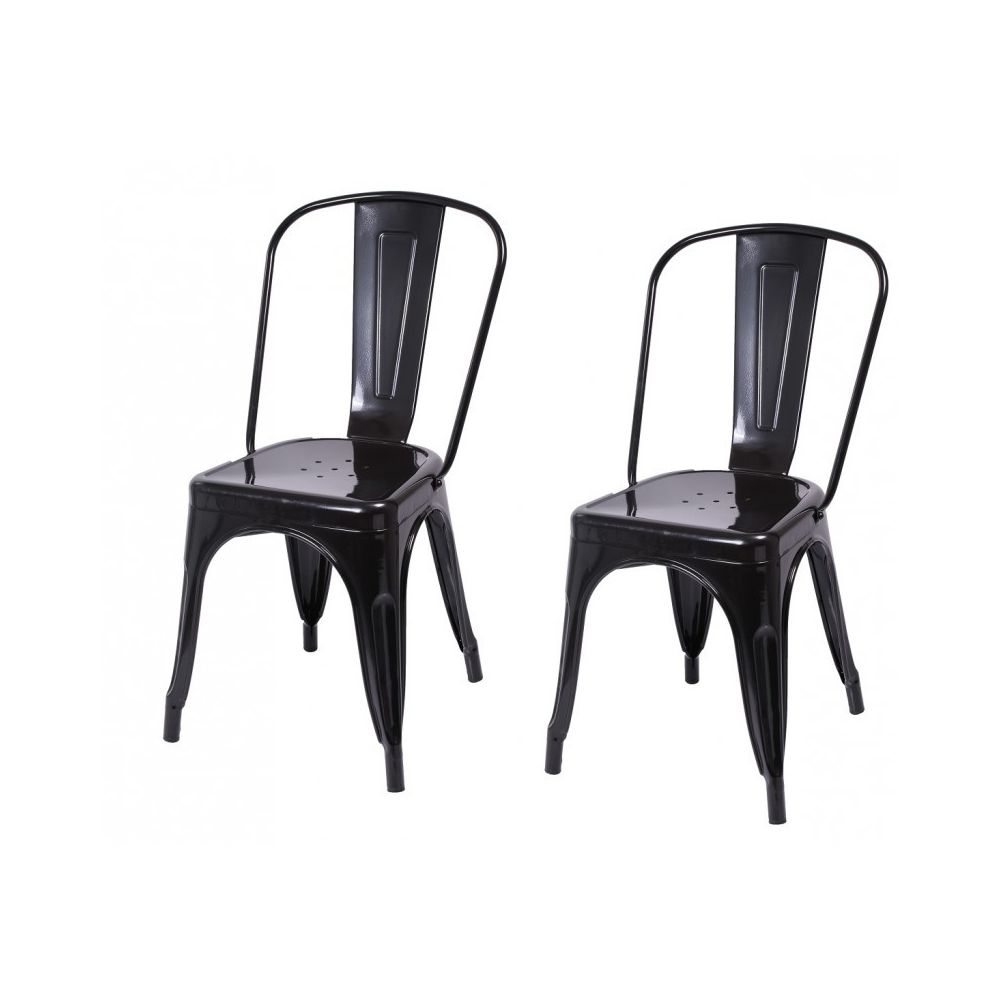Decoshop26 - Lot de 2 chaises de salle à manger style industriel factory métal noir CDS09003 - Chaises