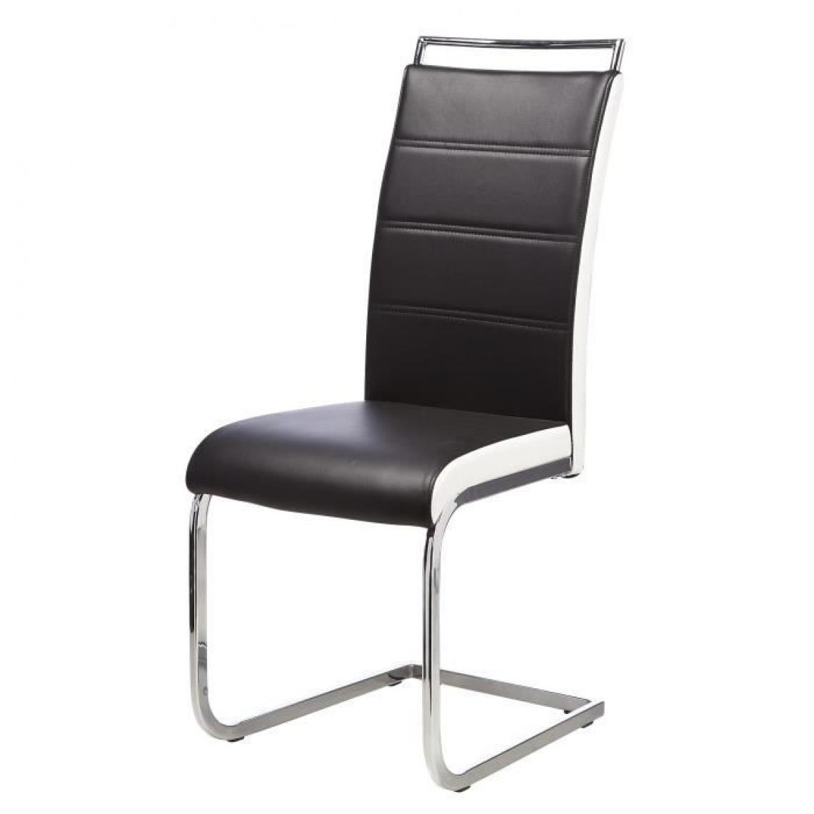 Icaverne - CHAISE DYLAN Lot de 4 chaises - Pieds métal chromé - Simili Noir et Blanc - L 42 x P 56 x H 102 cm - Chaises