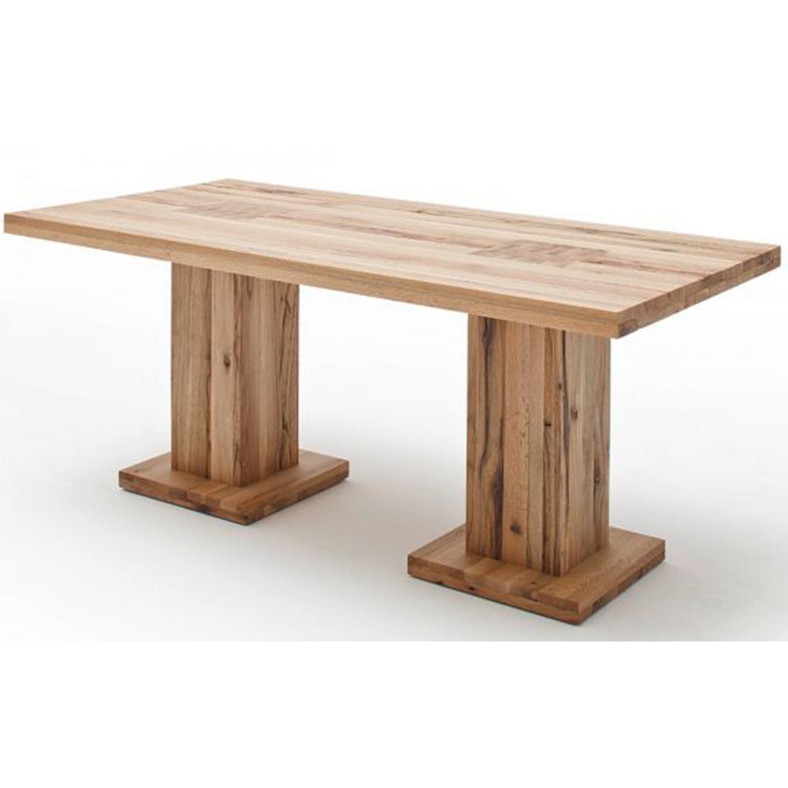 Pegane - Table à manger en chêne sauvage laqué mat, avec 2 colonnes - L.260 x H.76 x P.100 cm -PEGANE- - Tables à manger
