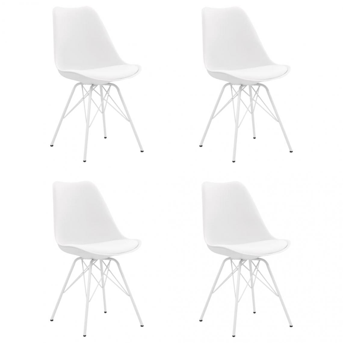 Decoshop26 - Lot de 4 chaises de salle à manger cuisine design scandinave similicuir blanc CDS021260 - Chaises