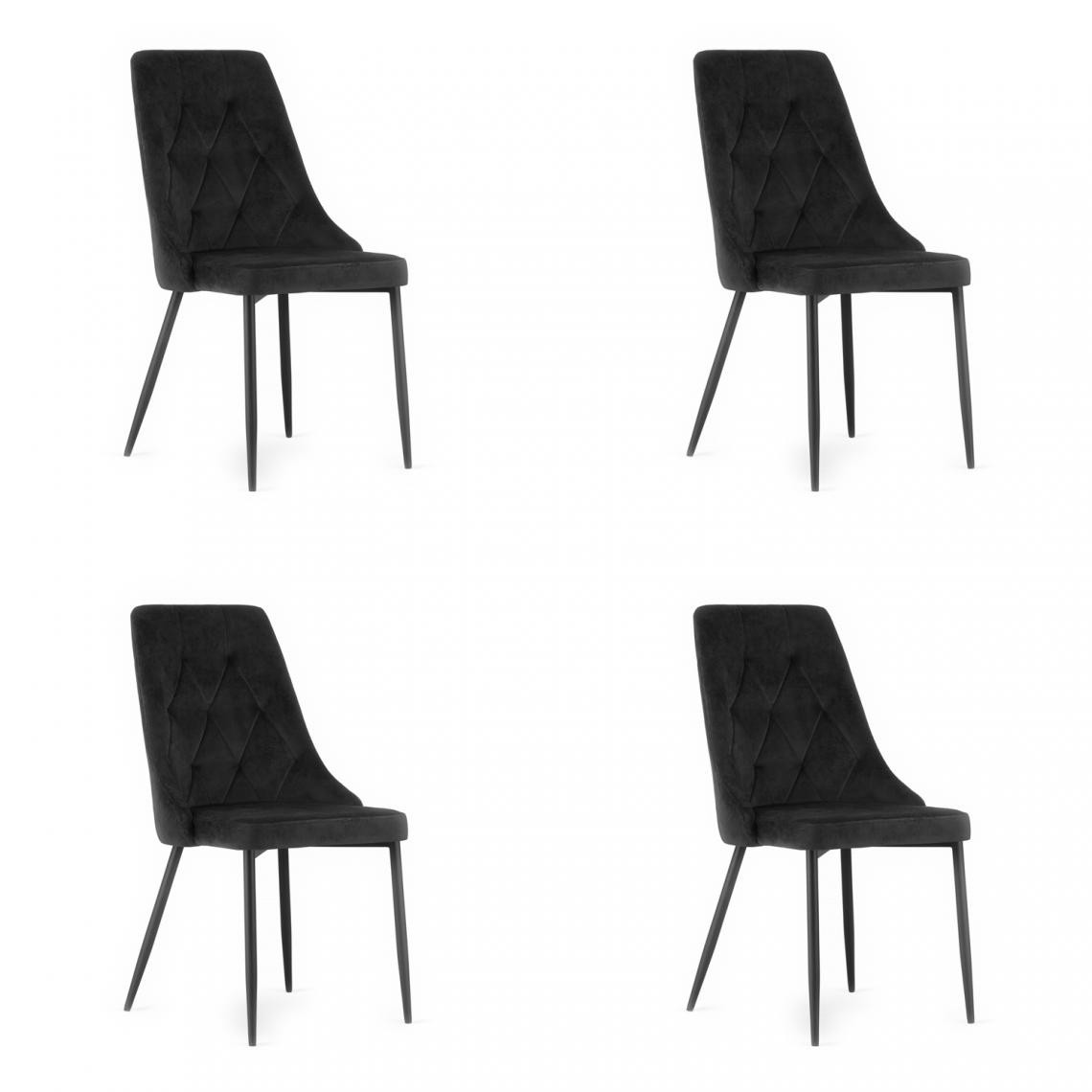 Hucoco - IMOLET - Lot de 4 chaises en velours salon/salle à manger/bureau - 93.5x61x48.5 cm - Chaise de salle à manger - Noir - Chaises