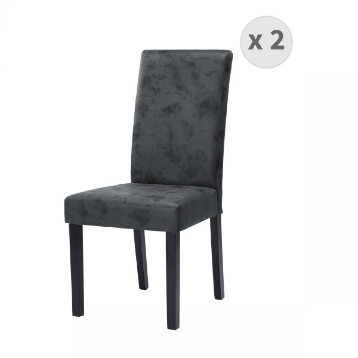 Moloo - TINITA-Chaise pied pin noir MF vintage grise (x2) - Chaises