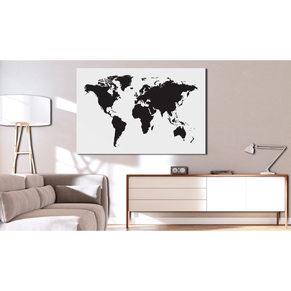 marque generique - 90x60 Tableau Cartes du monde Superbe World Map: Black & White Elegance - Tableaux, peintures