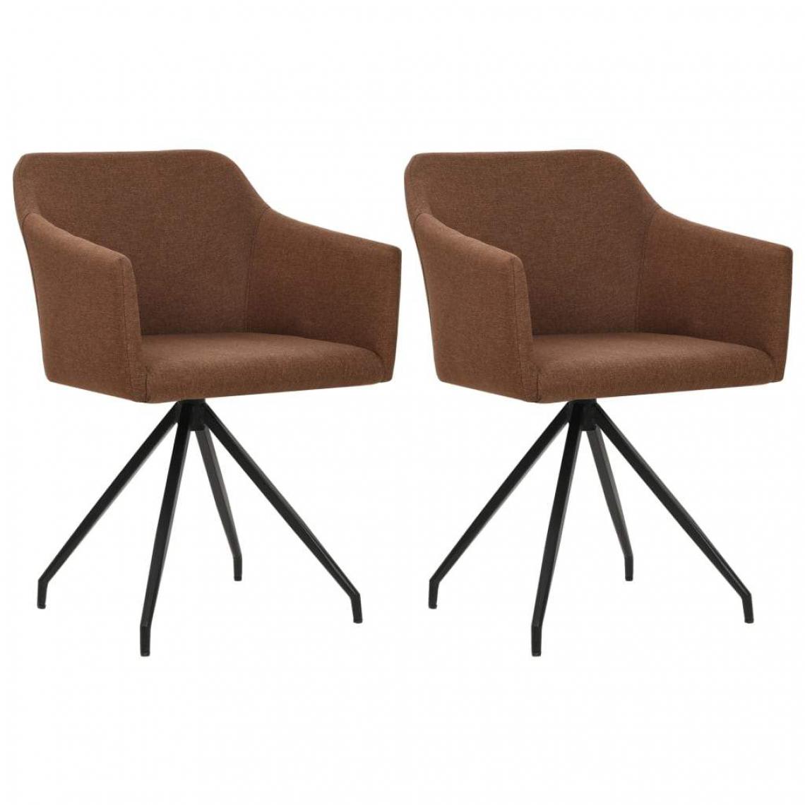 Decoshop26 - Lot de 2 chaises de salle à manger cuisine design moderne tissu marron CDS020746 - Chaises
