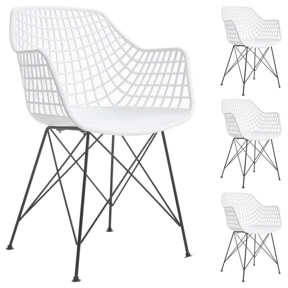 Idimex - Lot de 4 chaises ALICANTE, en plastique blanc - Chaises