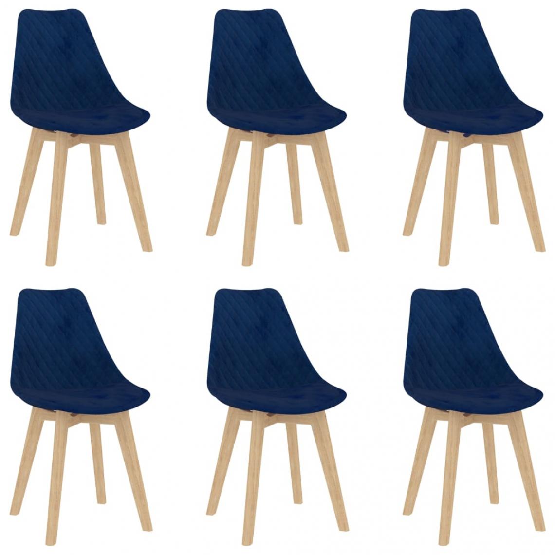 Decoshop26 - Lot de 6 chaises de salle à manger cuisine design moderne velours bleu CDS022226 - Chaises