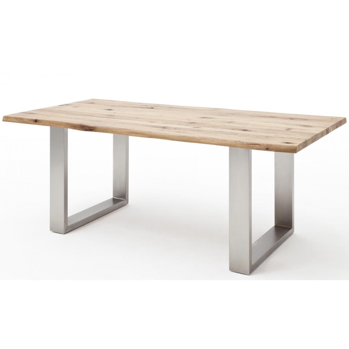 Pegane - Table à manger / table diner en chêne massif teinte chêne sauvage - L.220 x H.77 x P.100 cm -PEGANE- - Tables à manger