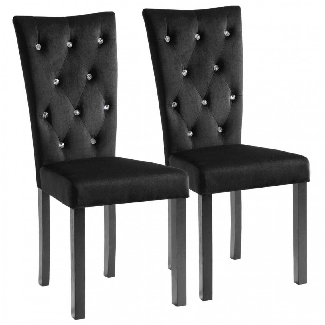 Decoshop26 - Lot de 2 chaises de salle à manger cuisine design contemporain velours noir CDS020897 - Chaises