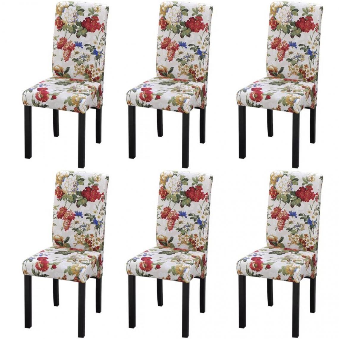 Decoshop26 - Lot de 6 chaises de salle à manger cuisine design rétro tissu multicolore CDS022656 - Chaises