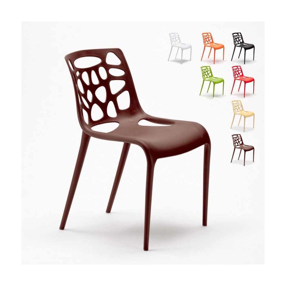 Ahd Amazing Home Design - Chaise en polypropylène anti-uv design moderne Gelateria salle à manger et bar café Connubia, Couleur: Marron - Chaises