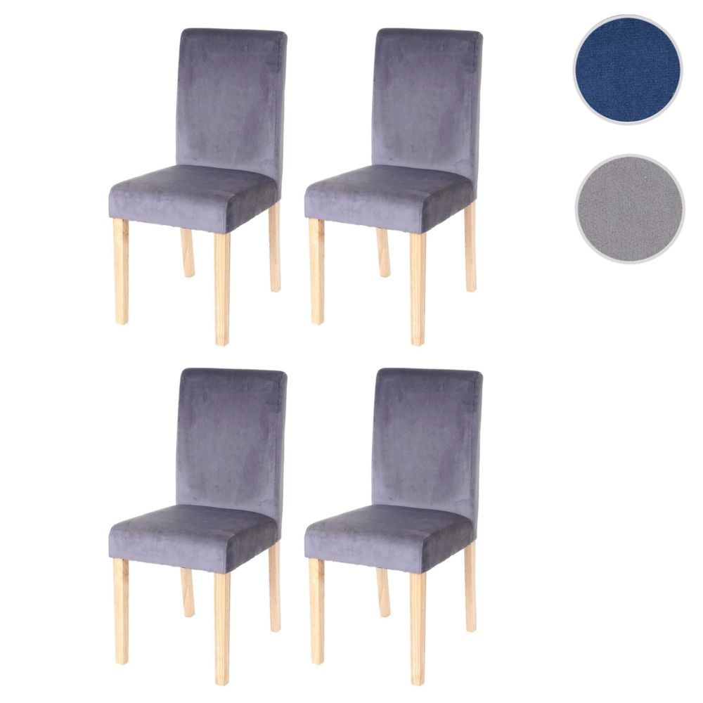 Mendler - Lot de 4 chaises de salle à manger Littau, velours ~ gris, pieds clairs - Chaises