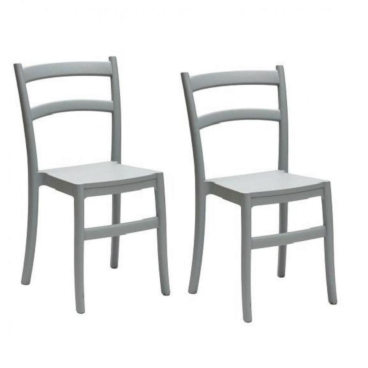 Inside 75 - Lot de 2 chaises VENEZIA design polypropylène gris - Chaises